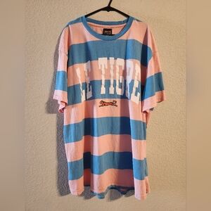 Le Tigre Pink and Blue striped logo shirt size XXL